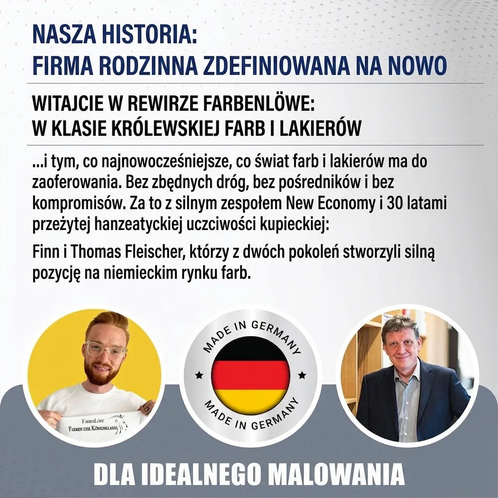 Historia niemieckiej firmy rodzinnej Farbenlöwe, oferującej najwyższej klasy farby i lakiery.