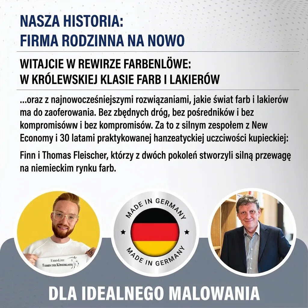 Finn i Thomas Fleischer z Farbenlöwe, redefiniujący rodzinny biznes farb i lakierów w Niemczech, gwarantujący idealny efekt.