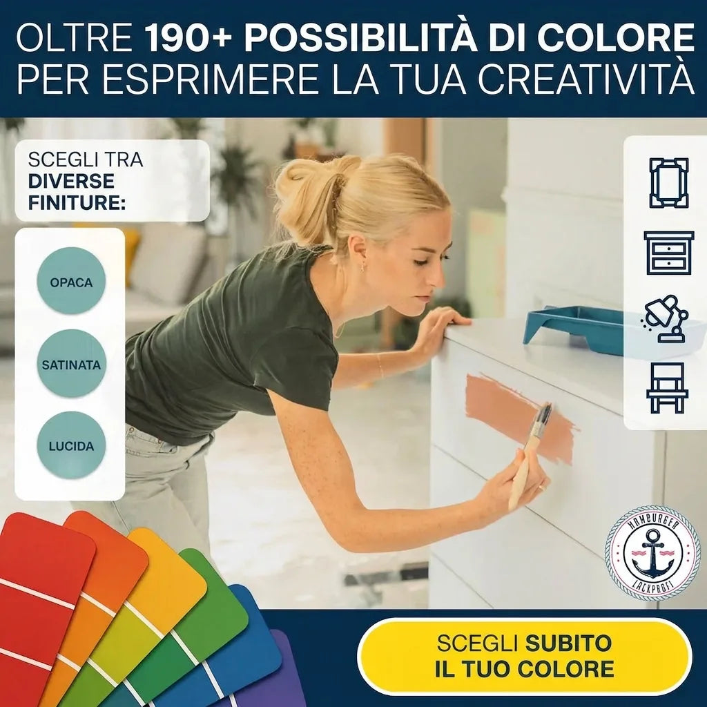 Pittura per mobili: oltre 190 colori e finiture opache, satinate, lucide. Realizza le tue idee creative.