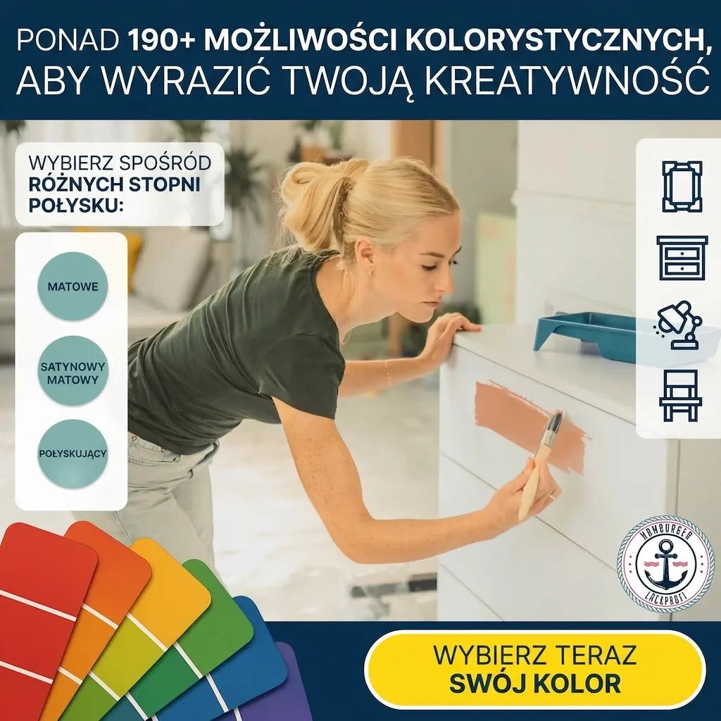 Malowanie mebli. Ponad 190 opcji kolorów i stopni połysku. Puść wodze fantazji!