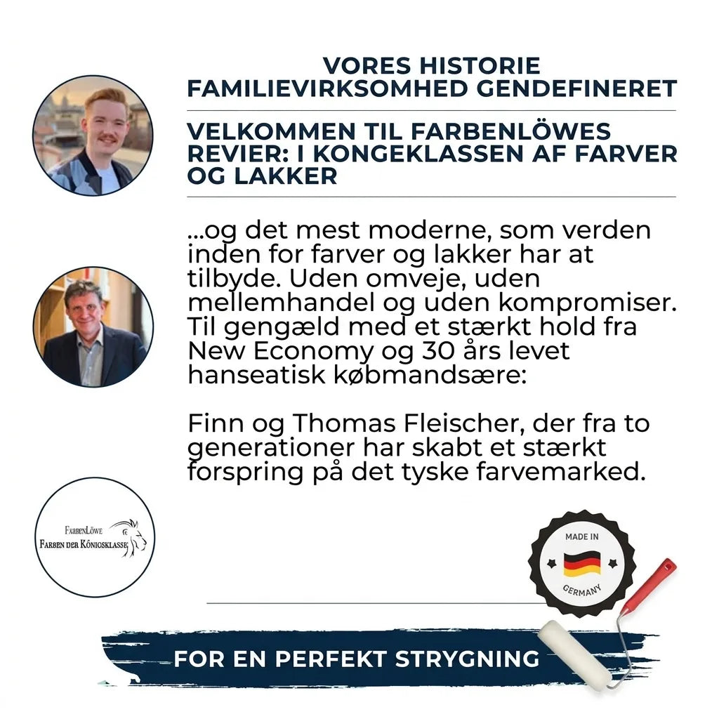 FarbenLöwe familiehistorie: to generationer redefinerer farve- og lakmarkedet med kvalitet og direkte salg.