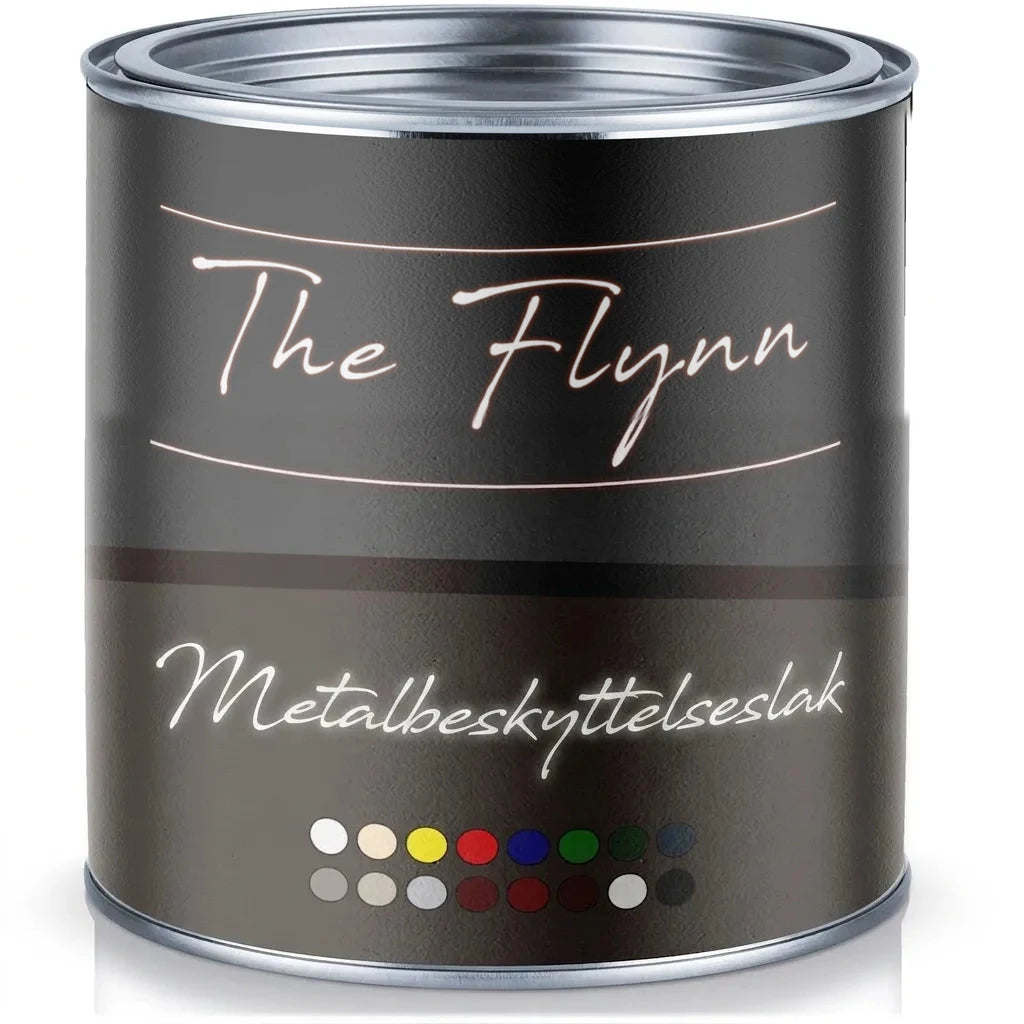 The Flynn metalbeskyttelseslak i en malingsdåse. Vælg mellem forskellige farver.