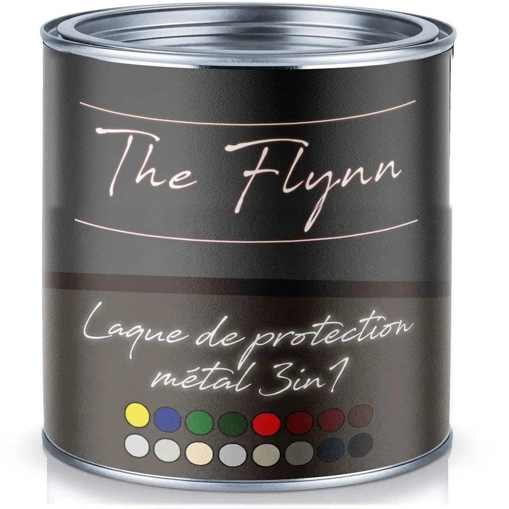 Pot de peinture noir The Flynn, protection métal 3 en 1. Nuancier de couleurs disponible.