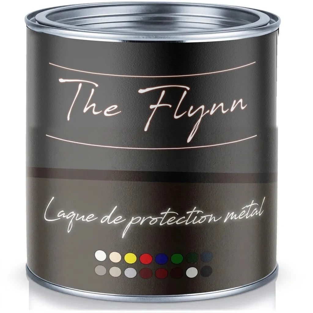 Pot de peinture The Flynn, laque de protection métallique avec nuancier de couleurs.