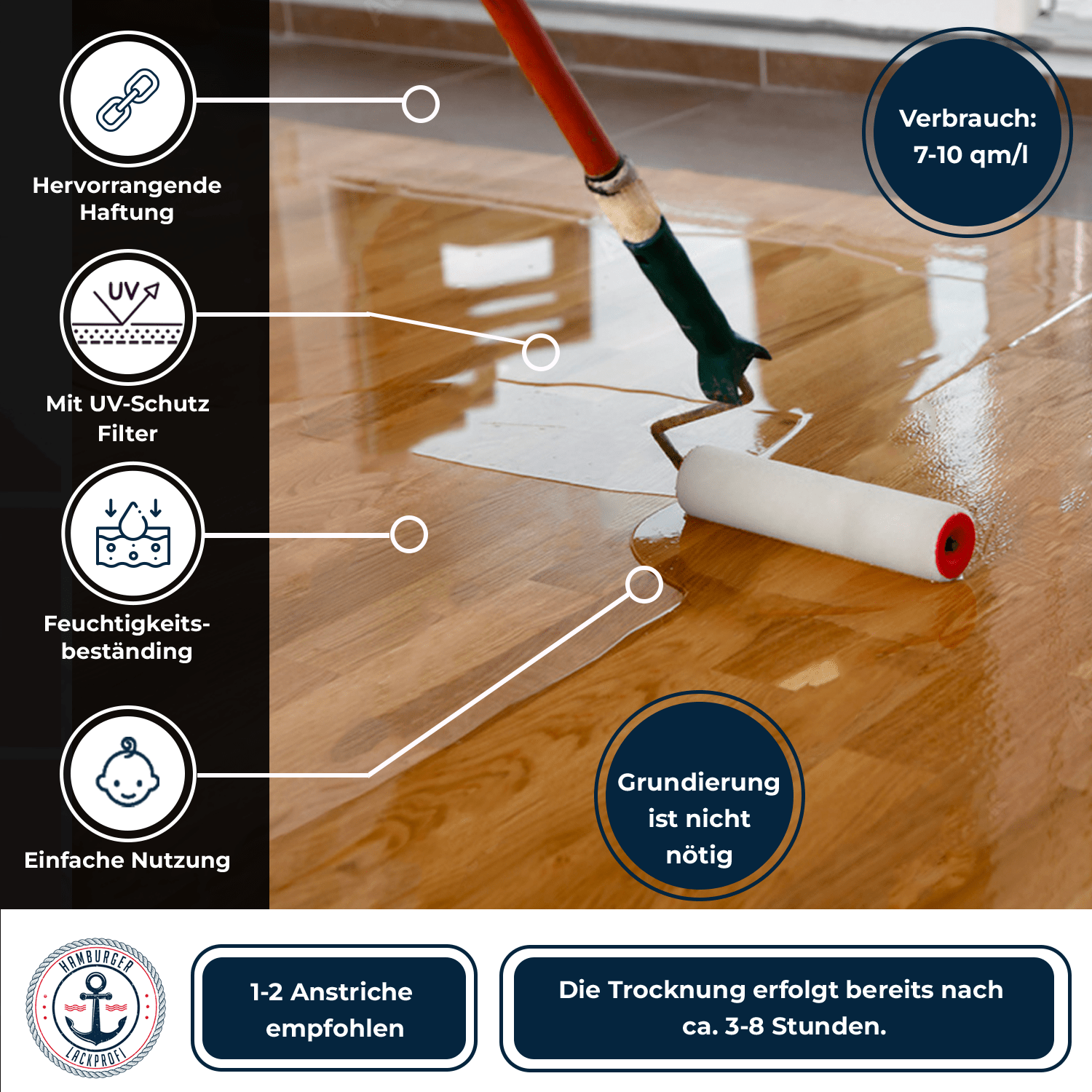 FARBENLÖWE Lacke & Beschichtungen Hamburger Lack-Profi Parkettlack - für Innen- und Außenbereich