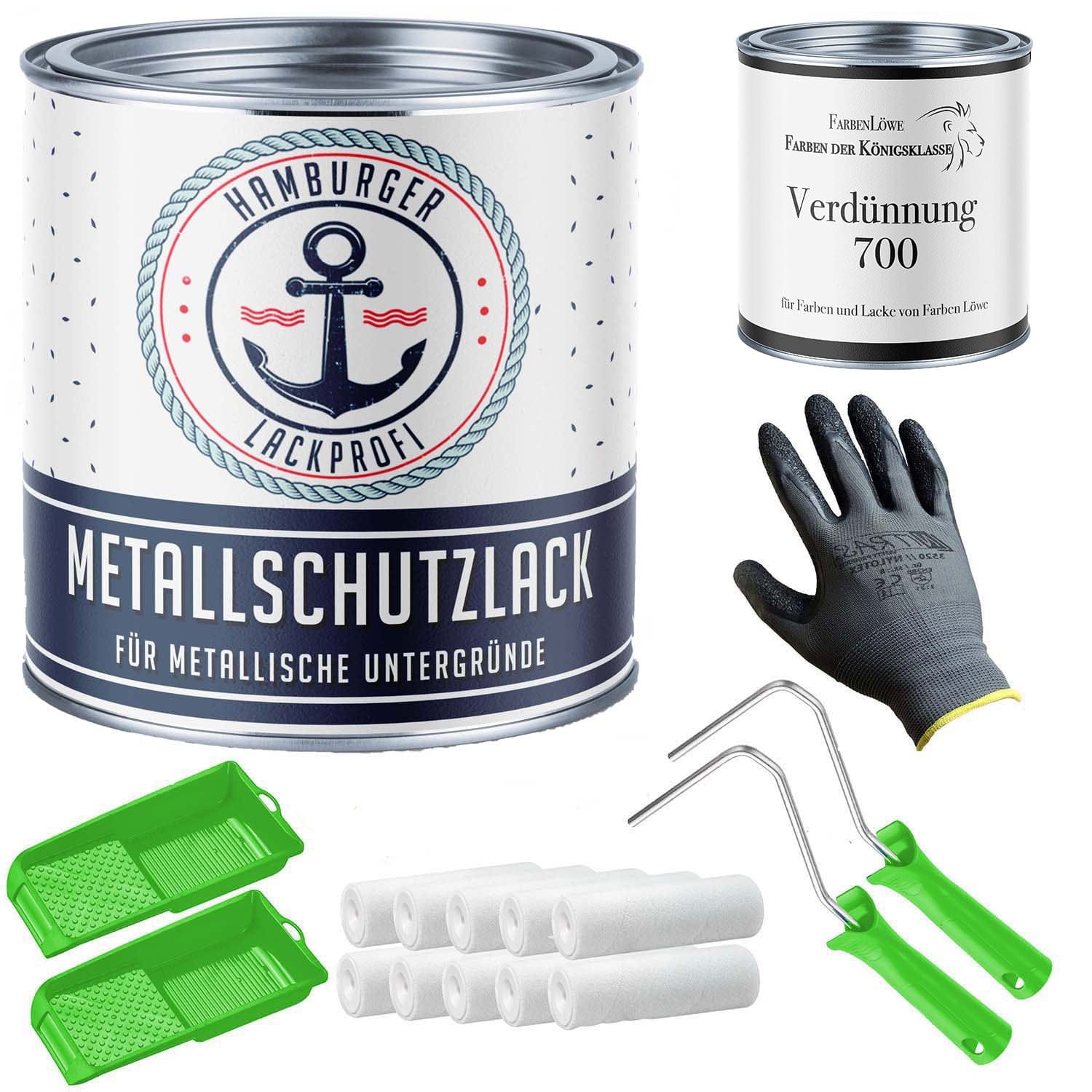 Hamburger Lack-Profi Lacke & Beschichtungen Hamburger Lack-Profi Metallschutzlack mit Lackierset (X300) & Verdünnung (1 L) - 30% Sparangebot