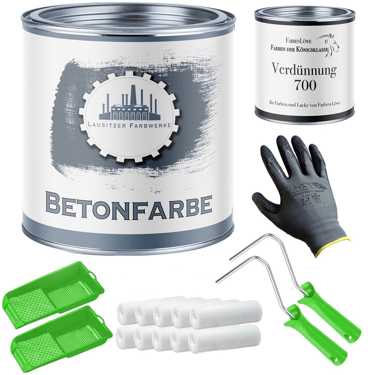 Lausitzer Farbwerke Lacke & Beschichtungen Lausitzer Farbwerke Betonfarbe mit Lackierset (X300) & Verdünnung (1 L) - 30% Sparangebot