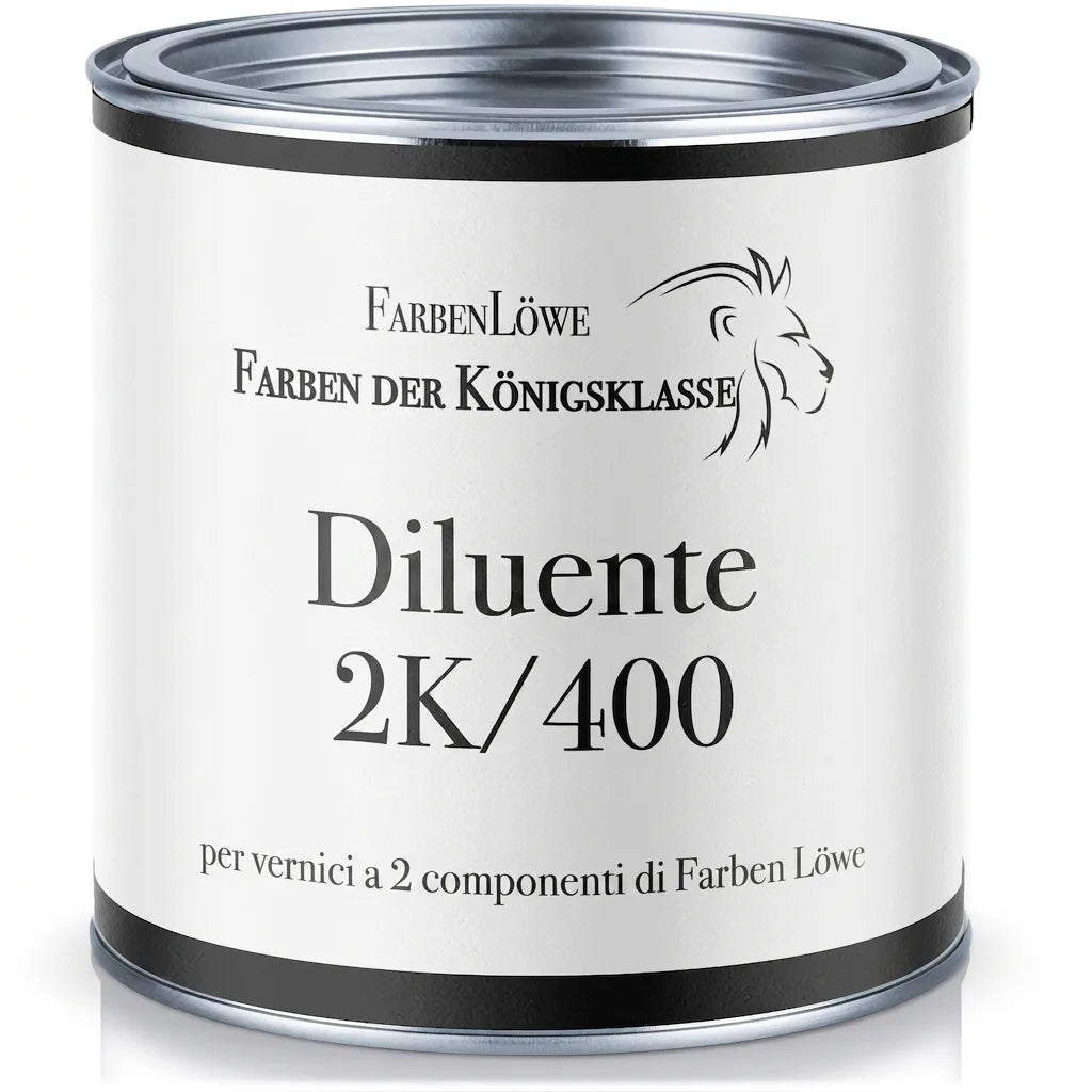 Diluente 2K/400 per vernici bicomponenti FarbenLöwe, lattina bianca.