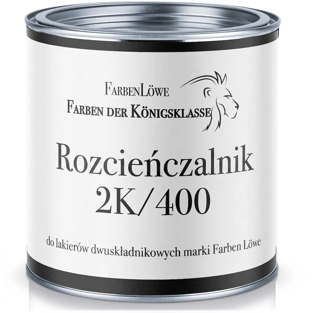 Puszka rozcieńczalnika 2K/400 do farb dwuskładnikowych FarbenLöwe, klasy premium.