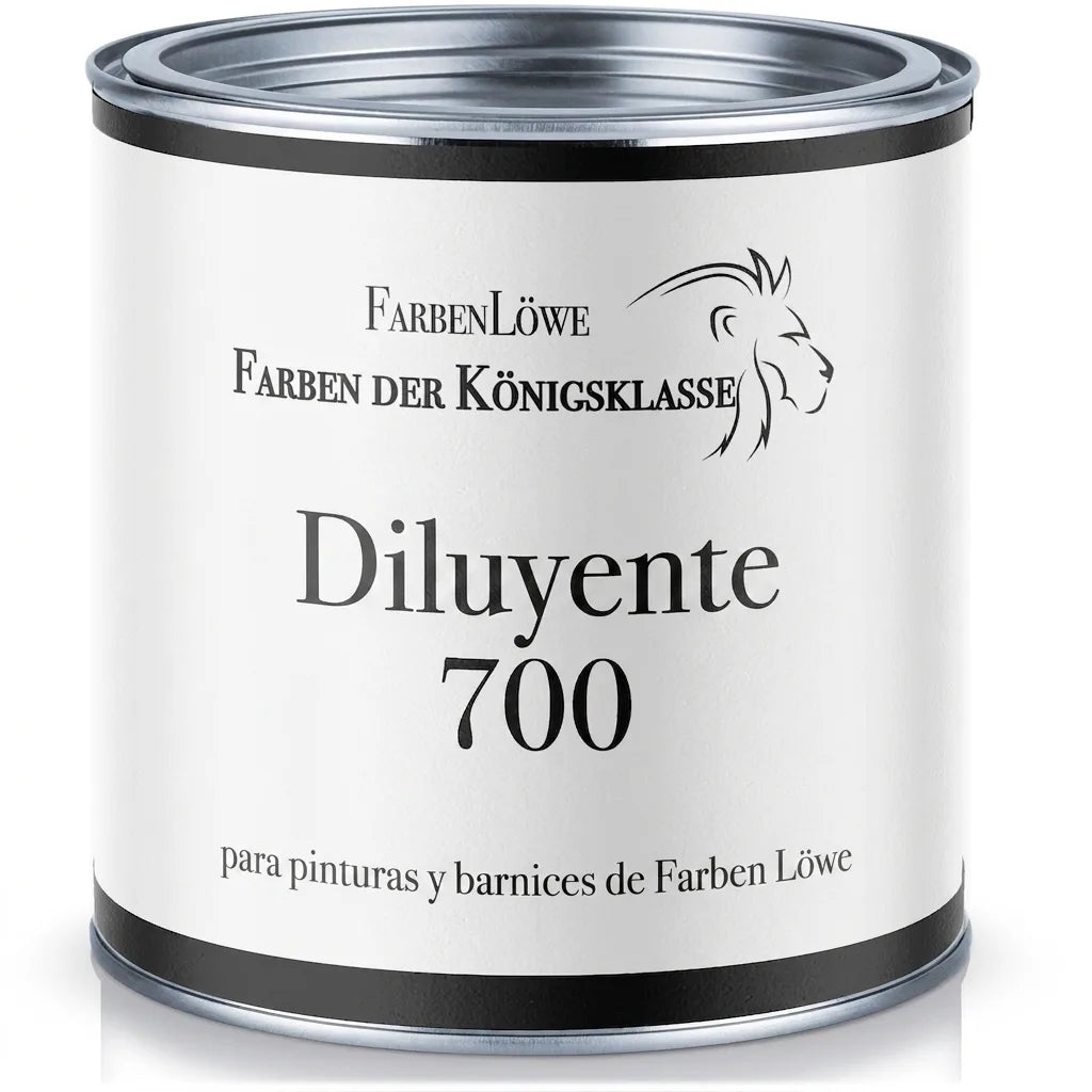 Bote de diluyente Farben Löwe 700 para pinturas y lacas de la marca Farben Löwe.
