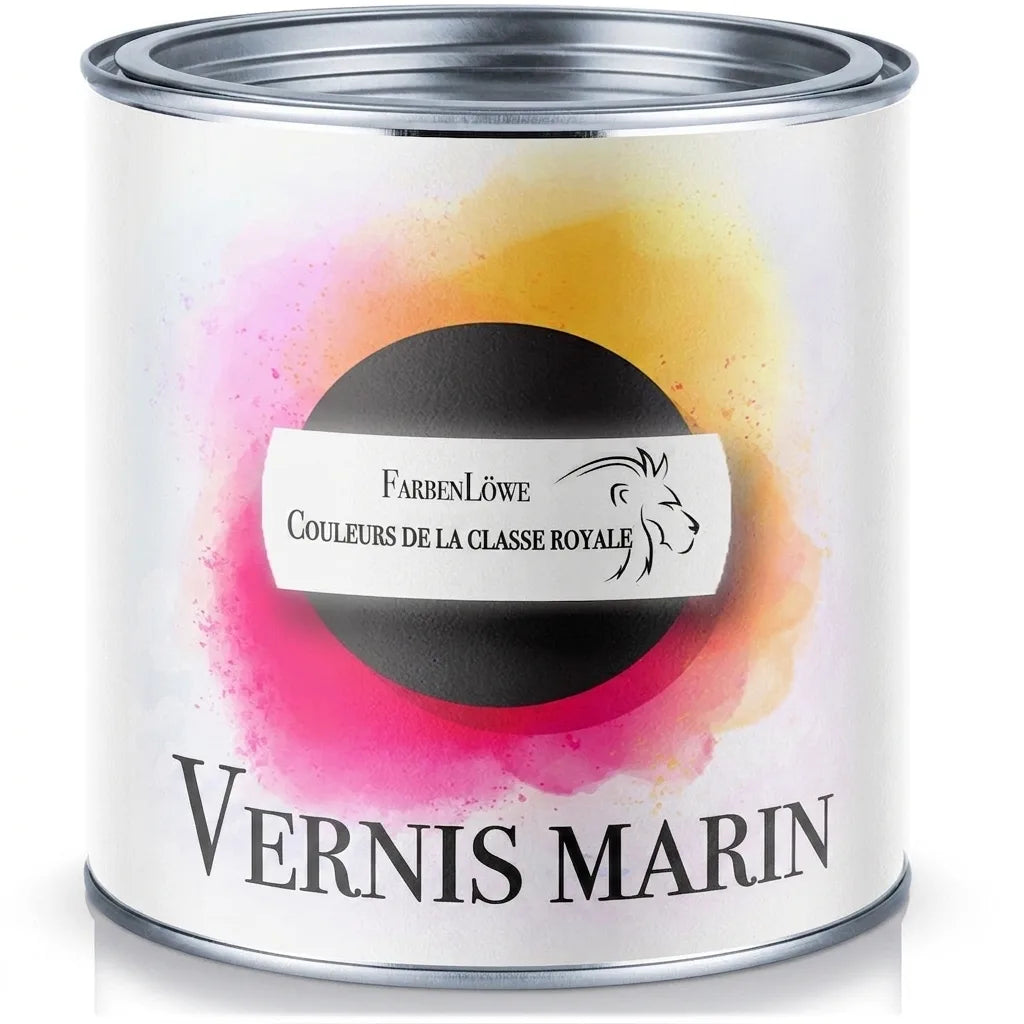 Pot de peinture FarbenLöwe, laque pour bateaux 'BOOTSLACK', qualité premium, avec étiquette colorée.