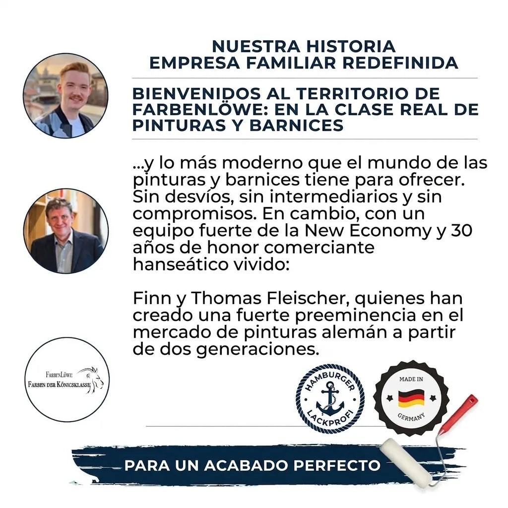 FarbenLöwe: empresa familiar alemana de pinturas y lacas. Dos generaciones ofrecen alta calidad para un acabado perfecto.