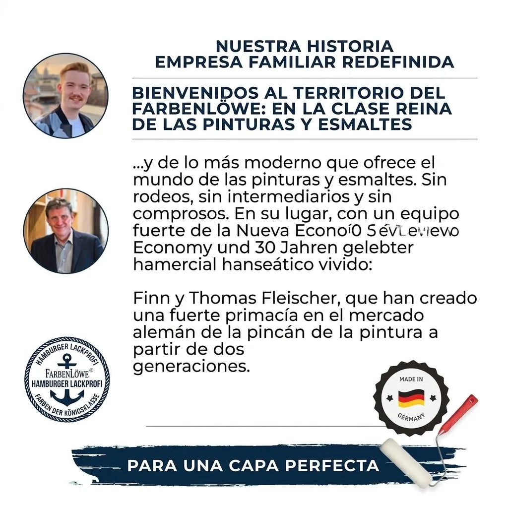 Historia de Farbenlöwe, empresa familiar alemana de pinturas y lacas, con fundadores Finn y Thomas Fleischer.