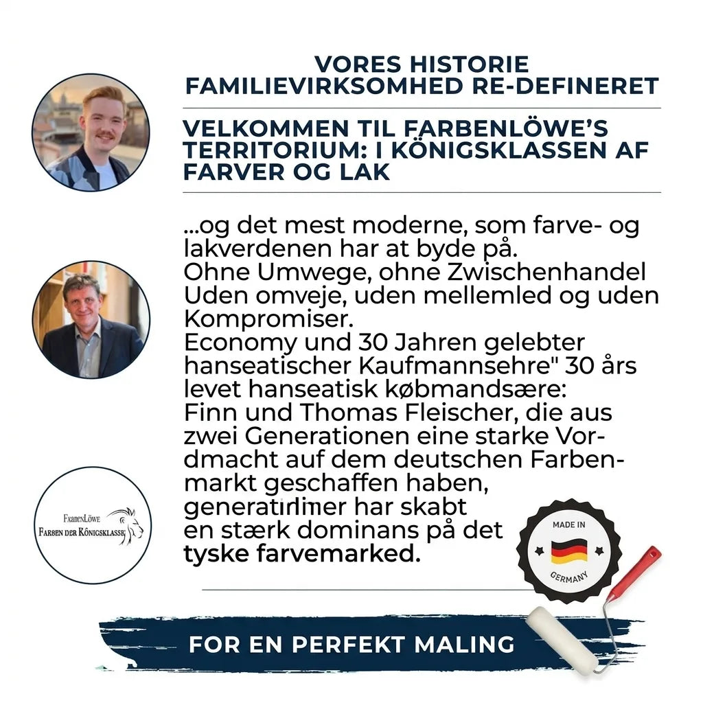 Farbenlöwe familiehistorie med Finn og Thomas Fleischer: Tysk kvalitet af maling og lak i kongelig klasse.