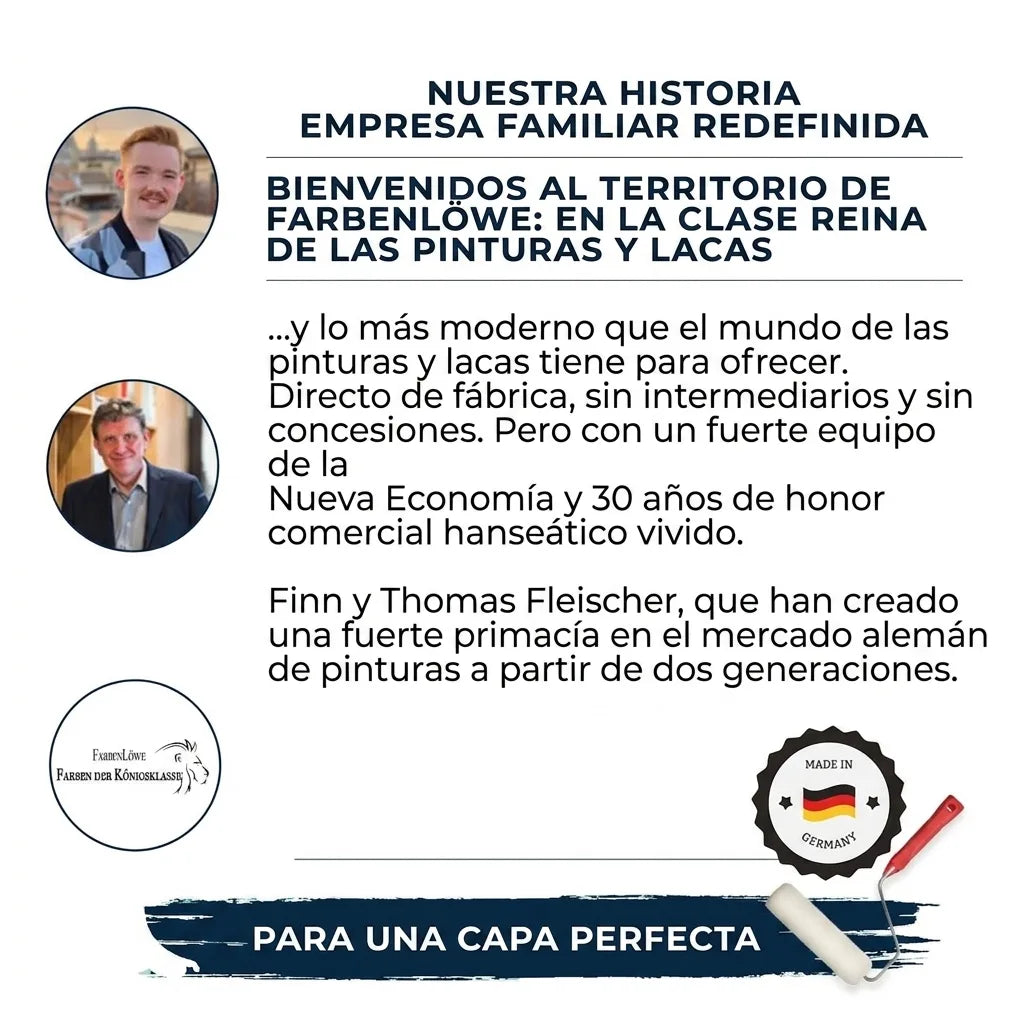 Historia y compromiso de FarbenLöwe, empresa familiar alemana de pinturas y lacas de alta calidad.