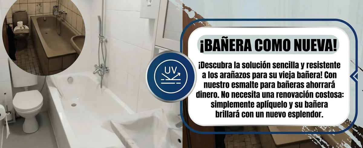 Antes y después de una bañera: vieja y sucia frente a blanca y brillante con pintura especial para bañeras.