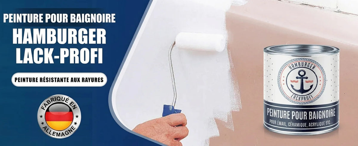 Peinture blanche antirayures Hamburger Lack-Profi pour baignoire (émail, céramique, acrylique). Fabriquée en Allemagne.