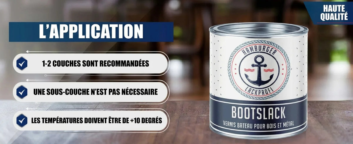 Peinture pour bateaux Hamburger Lackprofi: 1-2 couches, pas d'apprêt, pour bois et métal. Haute qualité.