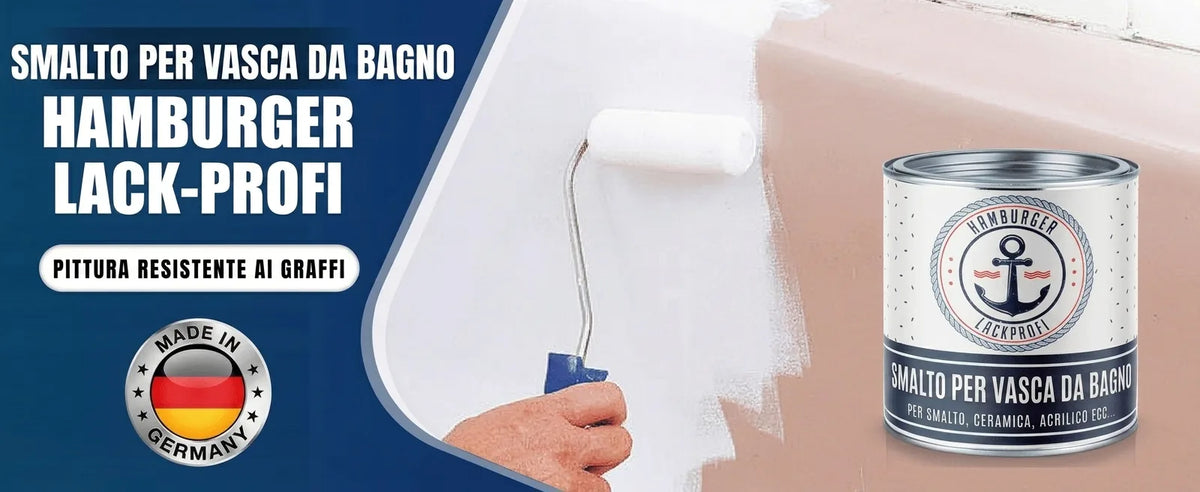 Vernice smalto bianco antigraffio per vasca da bagno Hamburger Lack-Profi, prodotto in Germania.