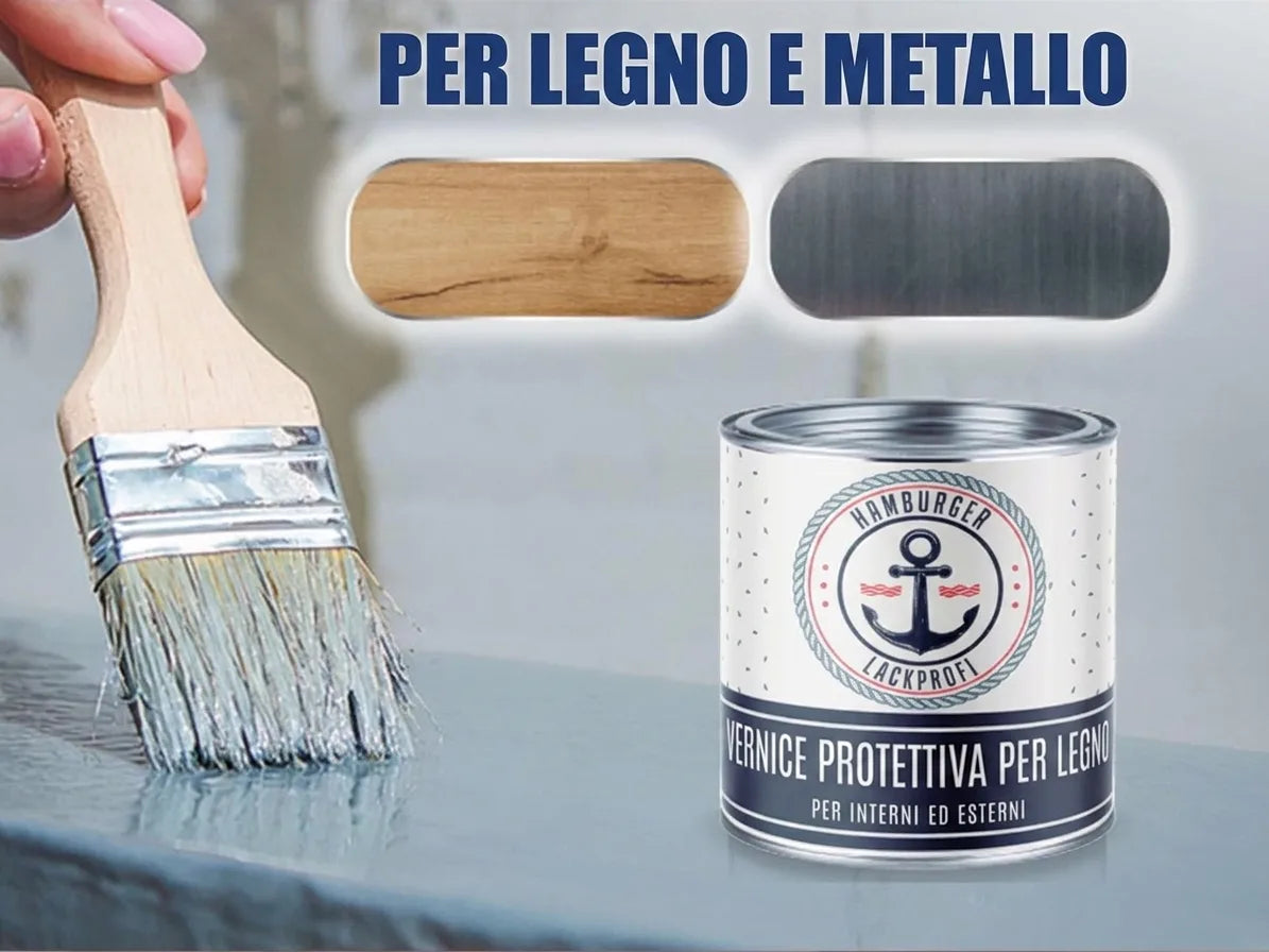 Vernice protettiva Hamburger Lackprofi per legno e metallo. Ideale per interni ed esterni. Pittura con pennello.