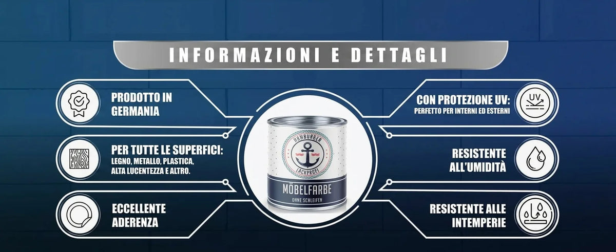 Vernice per mobili 'Hamburger Lackprofi' Made in Germany. Protezione UV, resistente e multi-superficie.