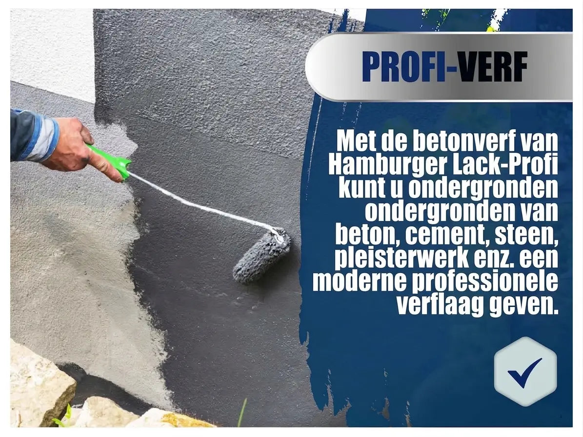 Hand schildert oppervlak met donkergrijze betonverf. Geschikt voor beton, cement, steen, pleisterwerk, etc.