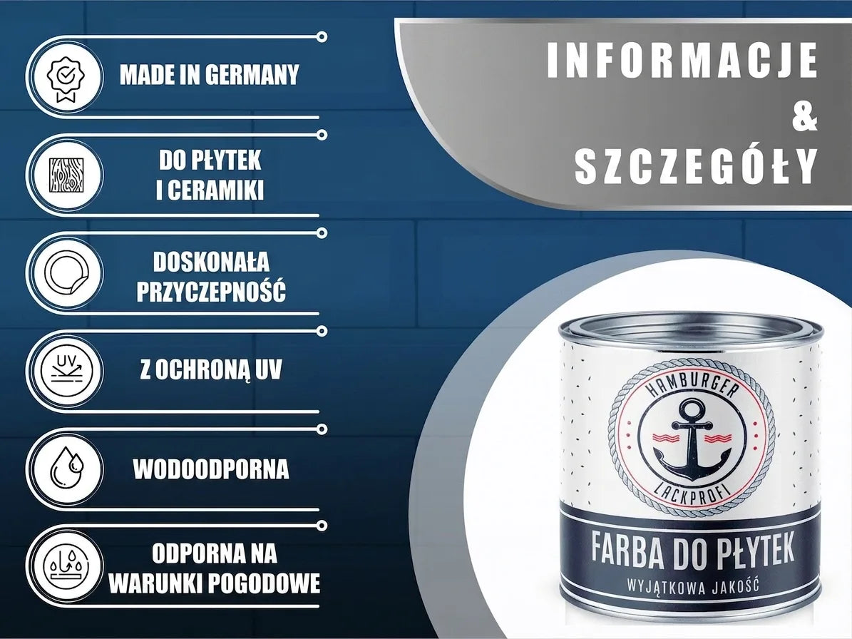 Farba do płytek ceramicznych z Niemiec: doskonała przyczepność, ochrona UV, odporna na wilgoć i warunki atmosferyczne.