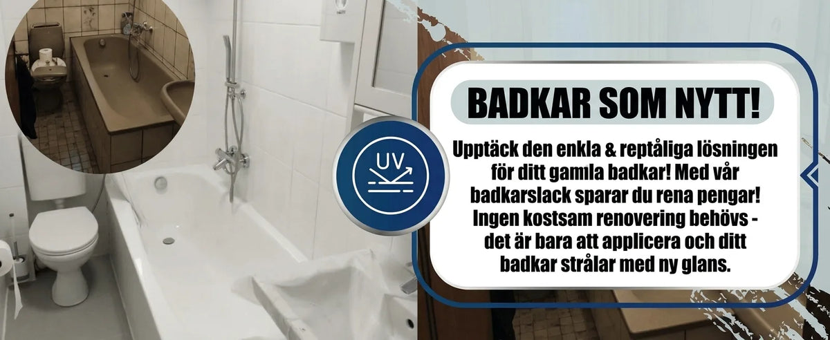 Före/efter badkar. Ditt gamla badkar blir som nytt med vår badkarslack. Spara pengar, enkel, reptålig lösning!