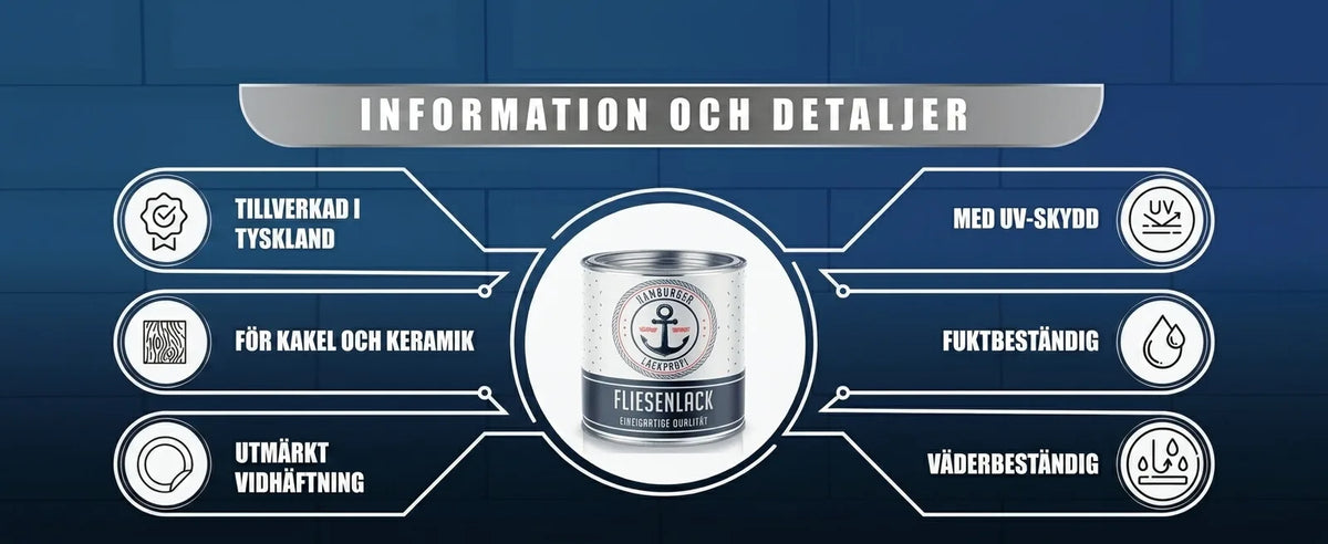 Kakelfärg från Tyskland med UV-skydd, fukt- och väderbeständig, utmärkt vidhäftning för kakel och keramik.