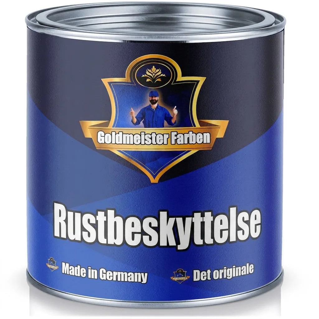 Blå Goldmeister Farben malingdåse til rustbeskyttelse. Originalen, Made in Germany.