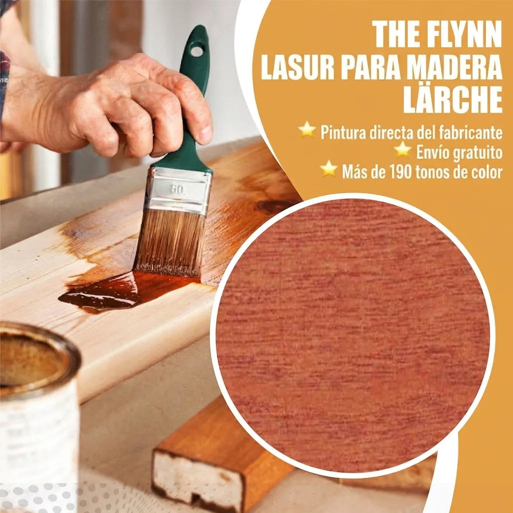 Persona aplicando lasur para madera de alerce Flynn; color directo, envío gratis, más de 190 tonos.