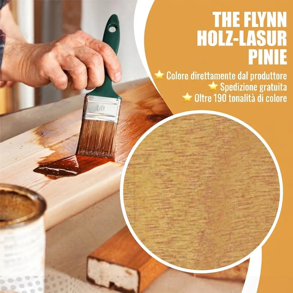 Uomo applica lasura per legno The Flynn Pinie. Spedizione gratuita, oltre 190 tonalità disponibili.