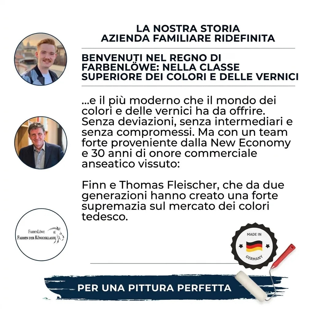 Storia di FarbenLöwe, azienda familiare tedesca di vernici di alta qualità, "Made in Germany".