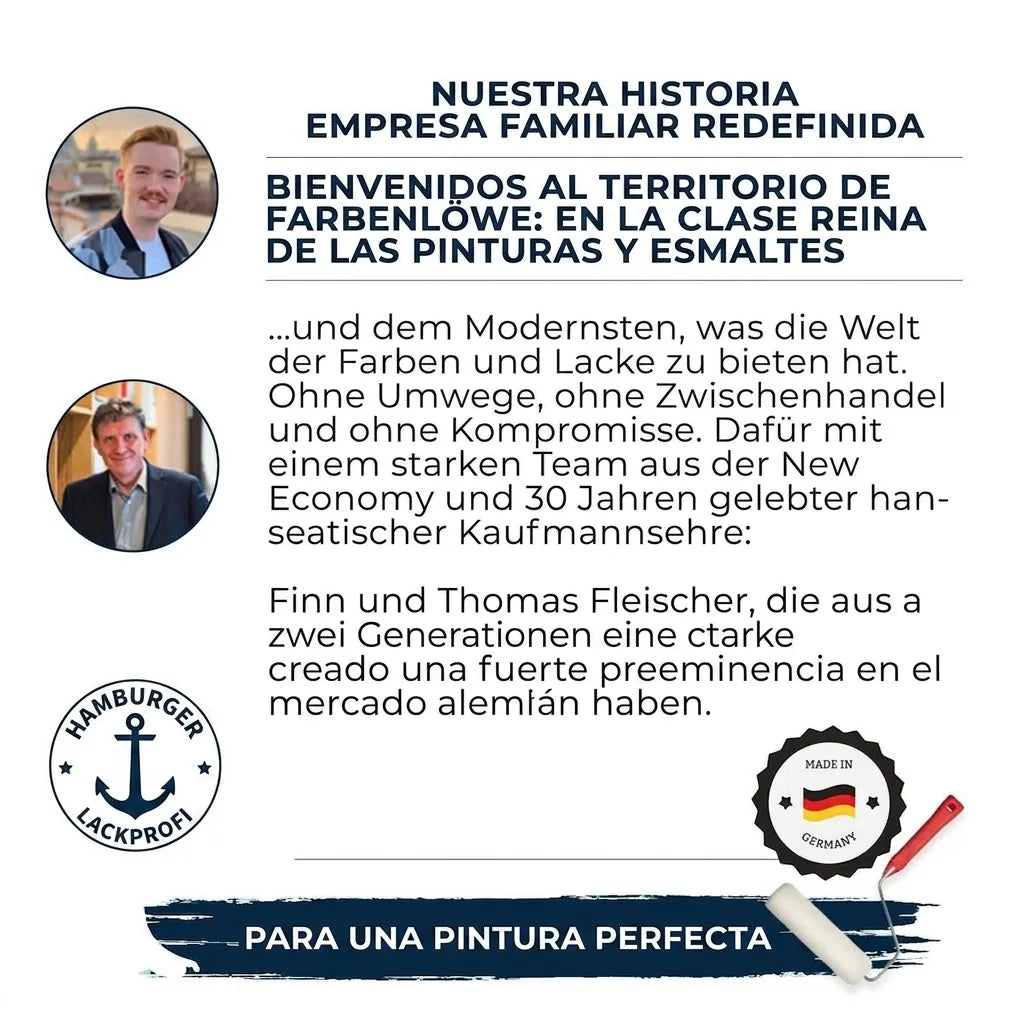 Historia de empresa familiar alemana Farbenlöwe, Finn y Thomas Fleischer, pinturas de alta calidad.