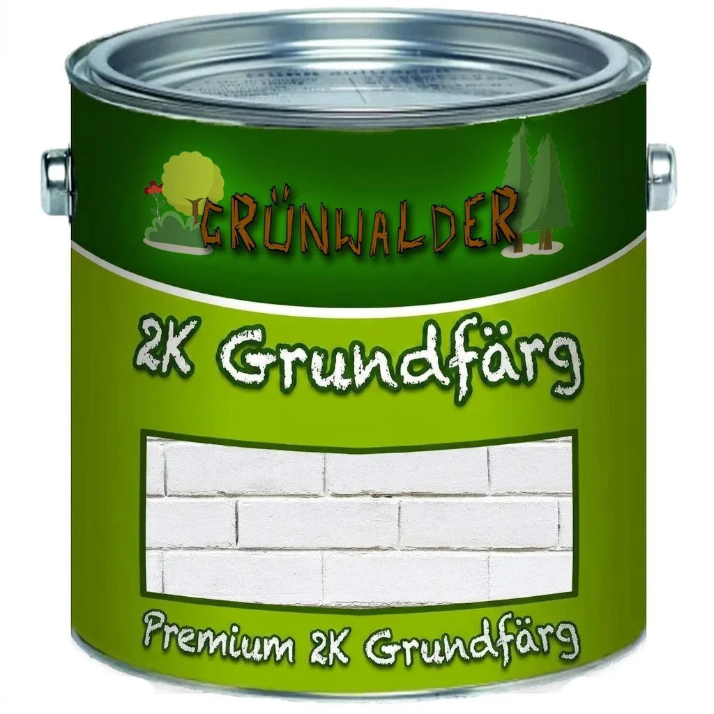 Grünwalder Premium 2K Grundfärg i grön burk, perfekt för grundering av olika ytor.