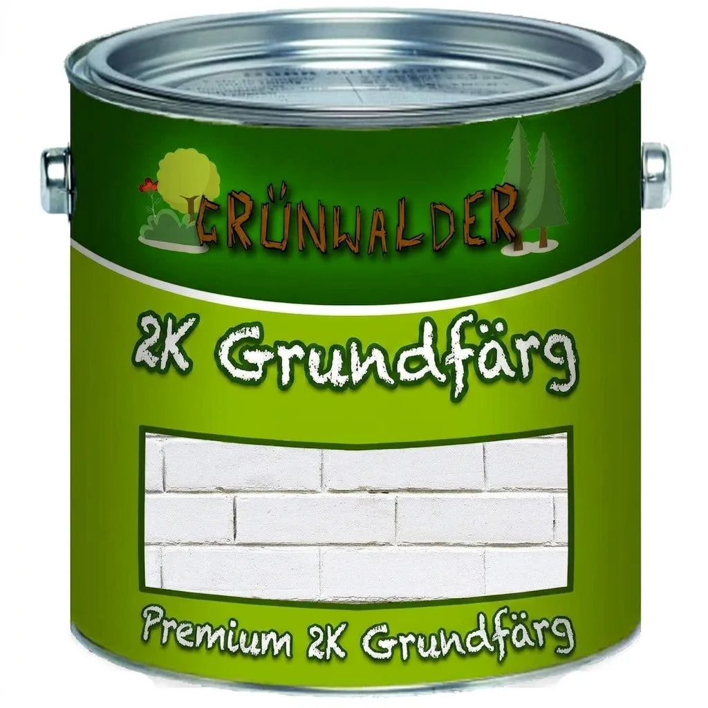 Grünwalder Premium 2K Grundfärg i grön burk, perfekt för grundering av olika ytor.