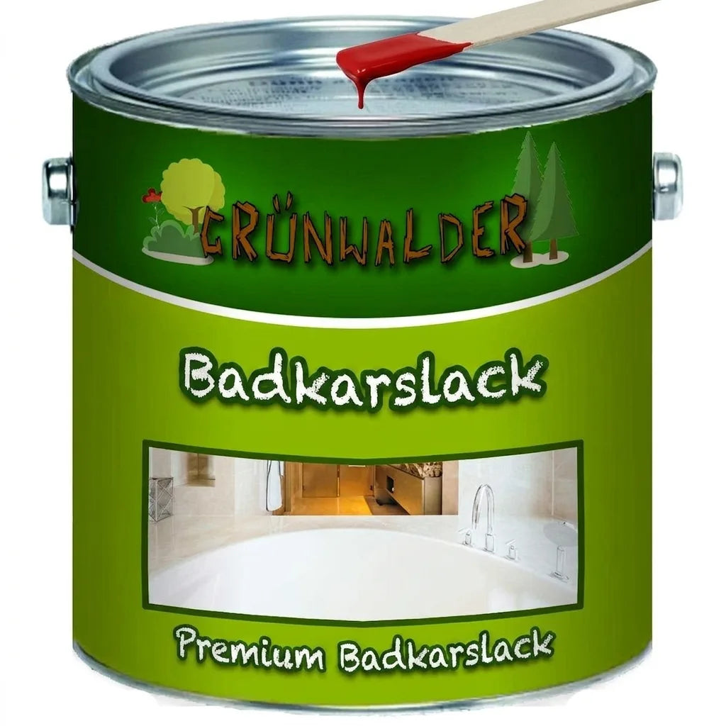 Grünwalder Premium Badkarslack i grön burk med bild på badkar.