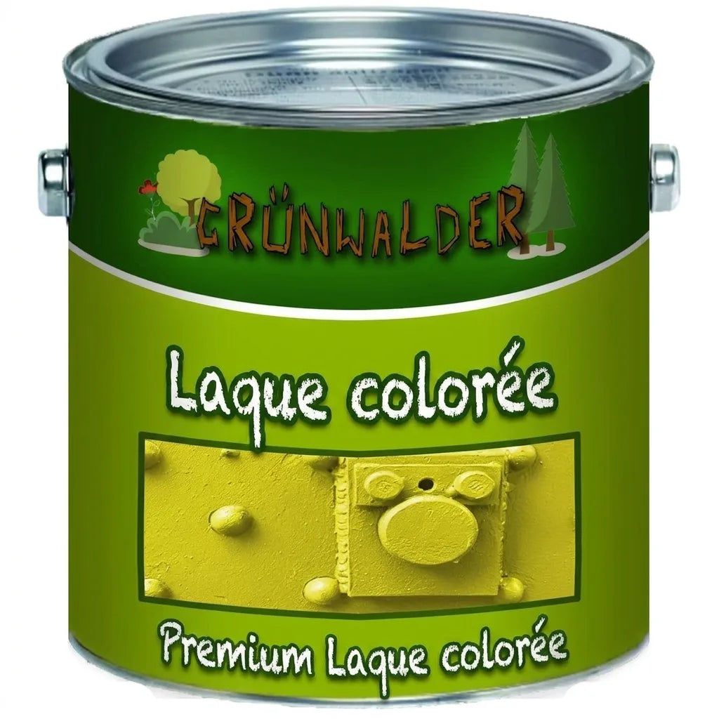 Pot de peinture émail (Buntlack) vert clair Grünwalder avec textes 'Buntlack' et 'Premium Buntlack'.