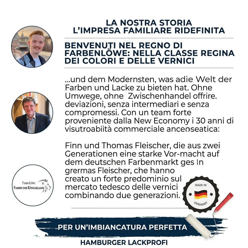 Azienda familiare Farbenlöwe, colori e vernici premium Made in Germany. Finn e Thomas Fleischer: per una finitura perfetta.