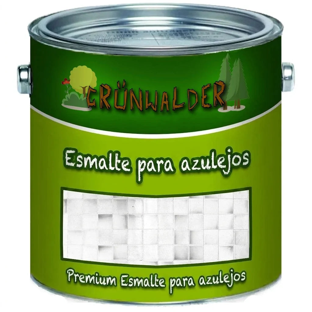 Lata de pintura verde Grünwalder Fliesenlack Premium para azulejos.