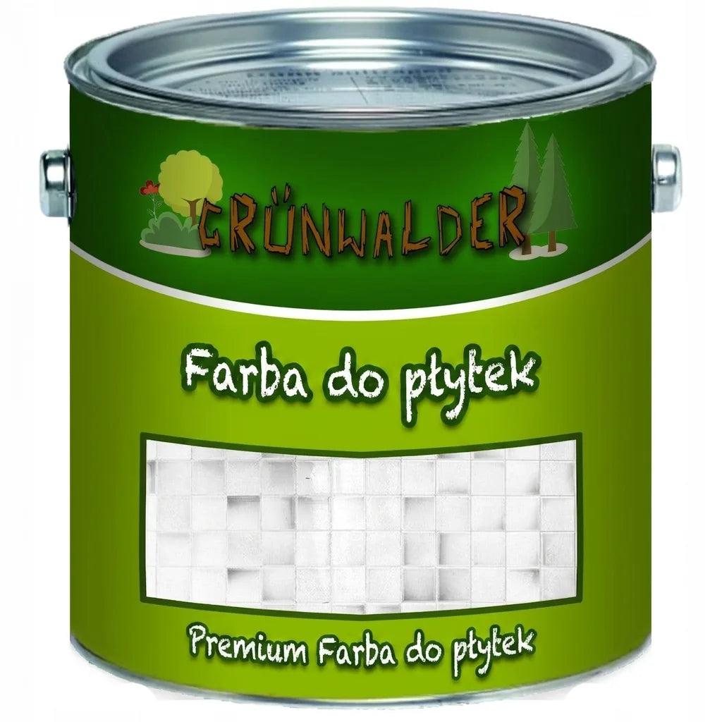Zielona puszka farby do płytek Grünwalder Fliesenlack Premium. Emalia do renowacji płytek.