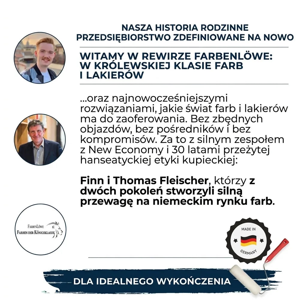 Historia rodzinnej firmy FarbenLöwe, farby i lakiery 'królewskiej klasy' z Finnem i Thomasem Fleischerem, Made in Germany.