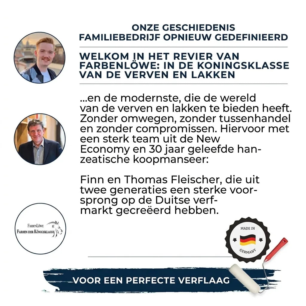 FarbenLöwe familiebedrijf presenteert geschiedenis en toewijding aan hoogwaardige verf en lakken, made in Germany.