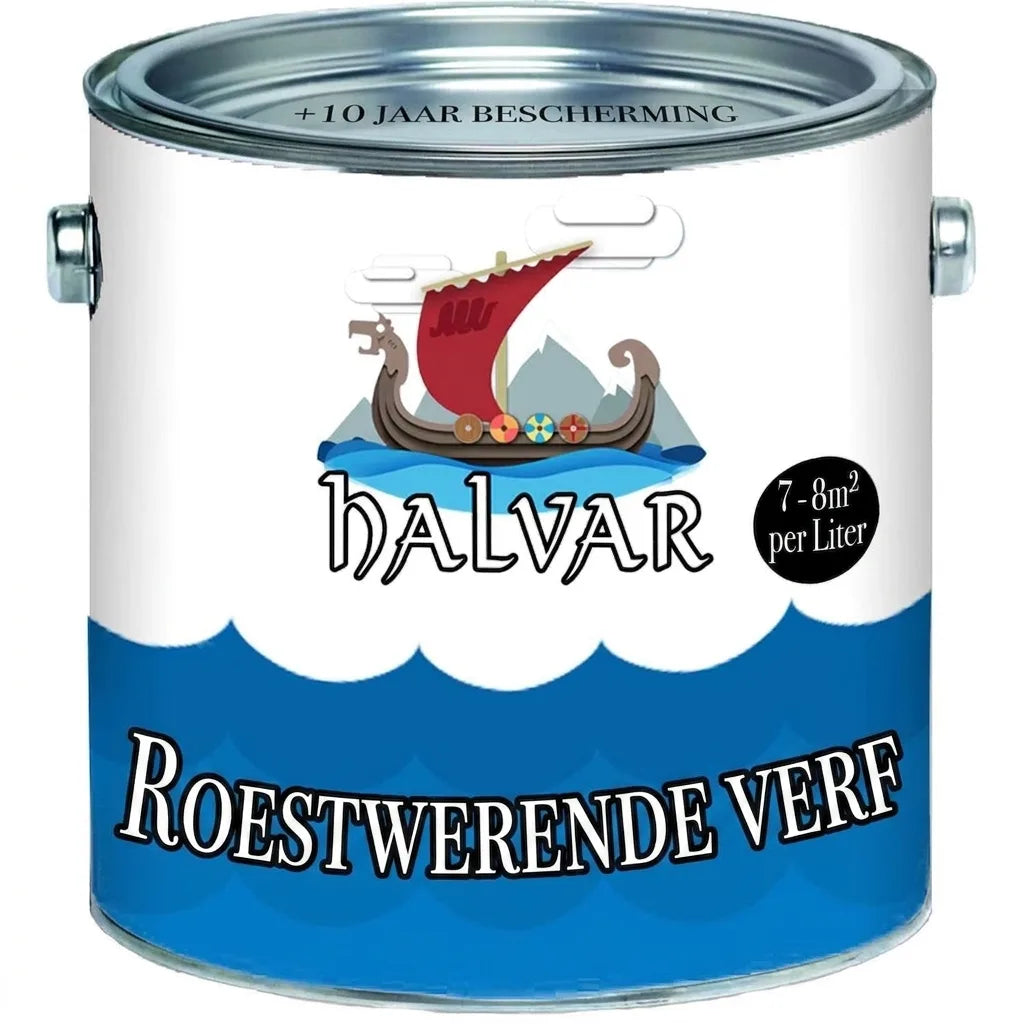 Halvar roestwerende verfblik met Viking schip, 7-8m² per liter.