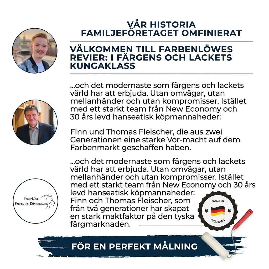 FarbenLöwe: Familjeföretagets historia, kungliga färger och lack. Finn & Thomas Fleischer. Made in Germany.