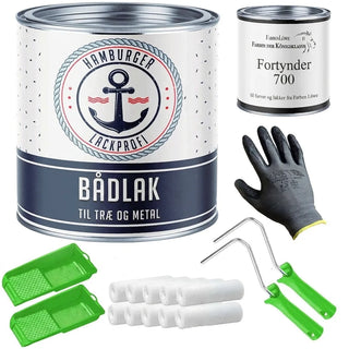 Bådlak i komplet sæt - bådmaling uden slibning inkl. malerulle & fortynder - Hamburger Lack-Profi