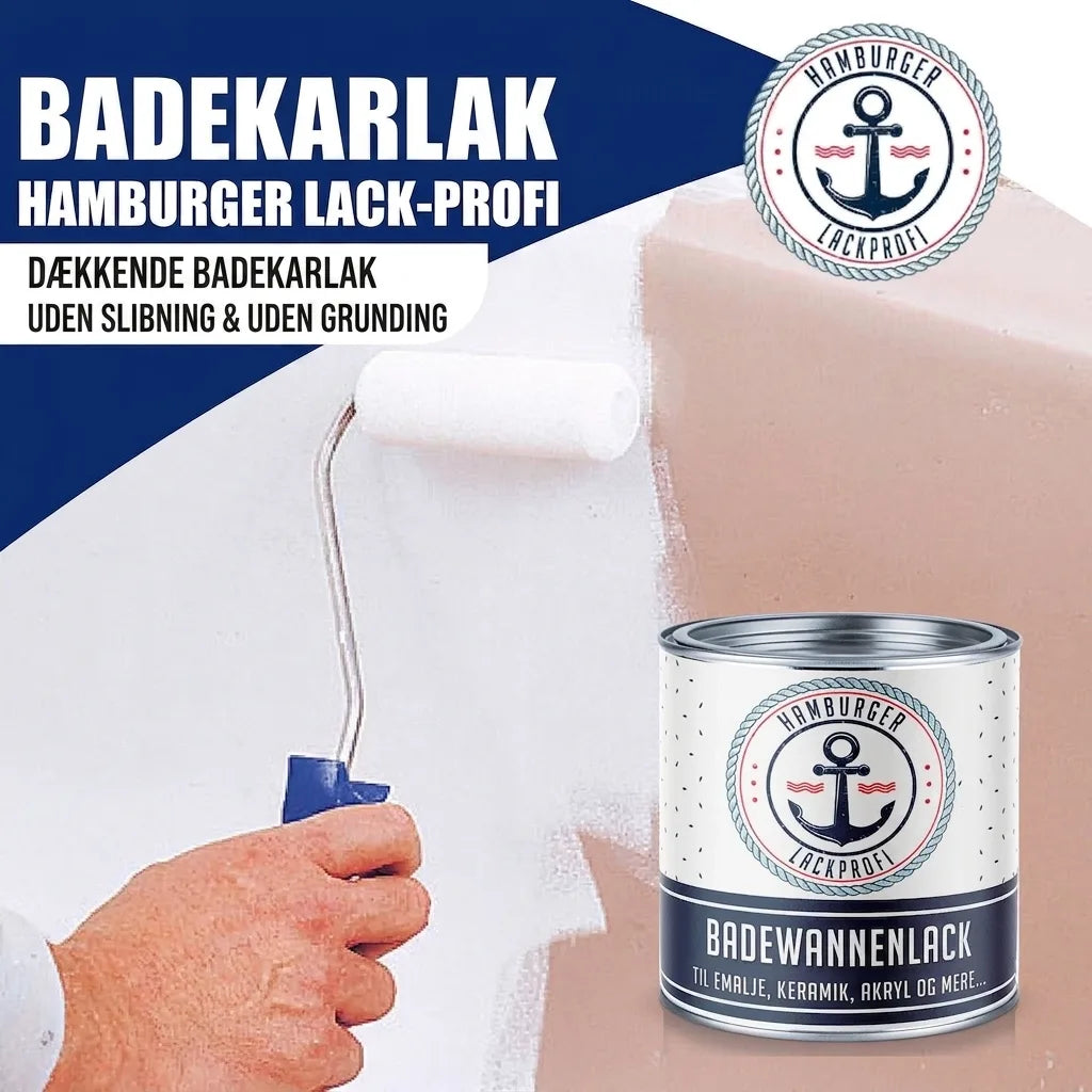 Hamburger Lack-Profi badekarsemaling. Højtdækkende maling til emalje, keramik, akryl uden slibning eller grunder.
