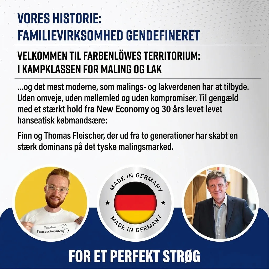 Historie om familievirksomhed med maling og lak, der er 'Made in Germany', præsenteret af Finn og Thomas Fleischer.