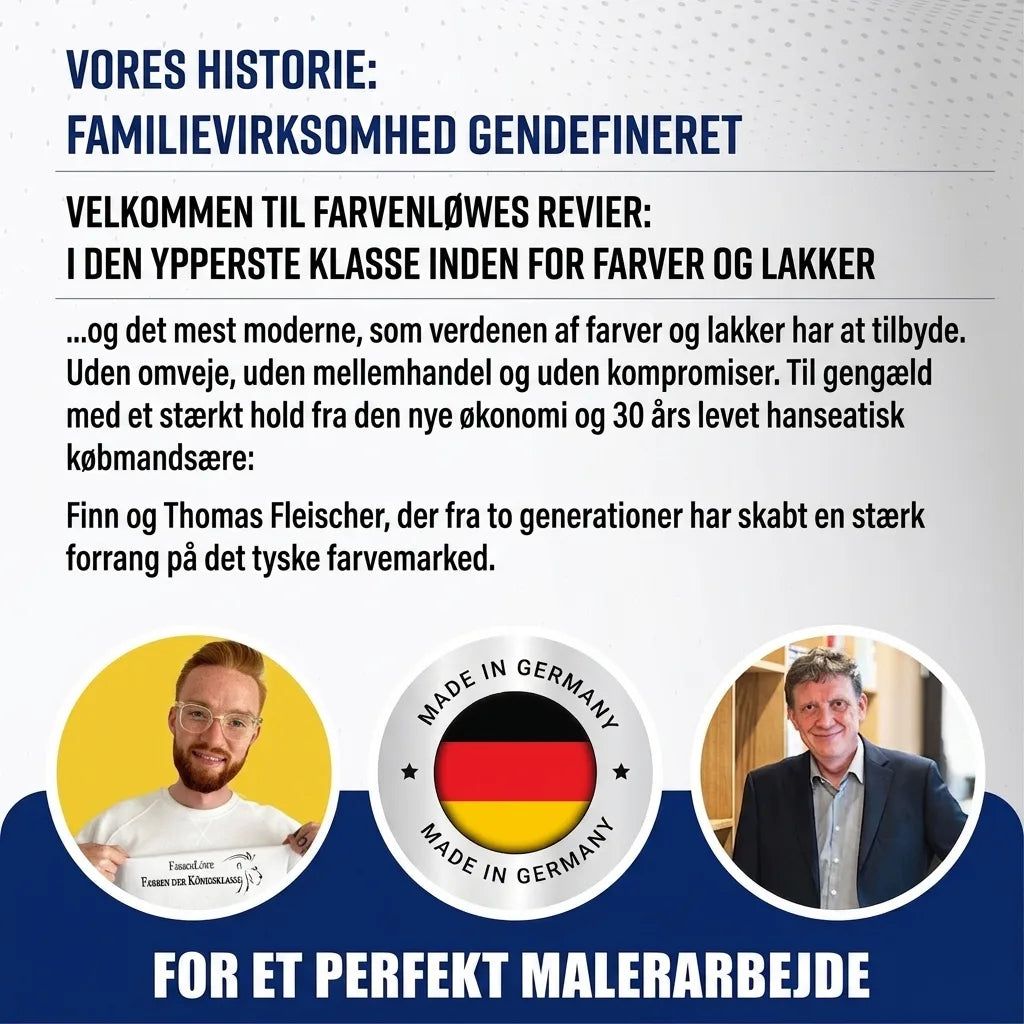Tysk familievirksomhed redefinerer malingmarkedet. Kvalitetsmaling 'Made in Germany' fra Finn og Thomas Fleischer.