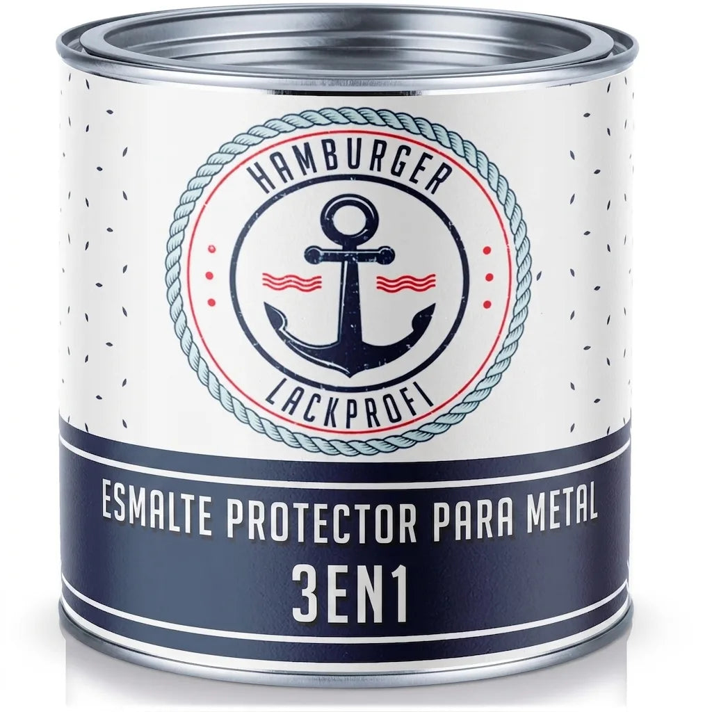Bote de pintura metálica protectora 3 en 1 Hamburger Lackprofi con logo de ancla estilo náutico.